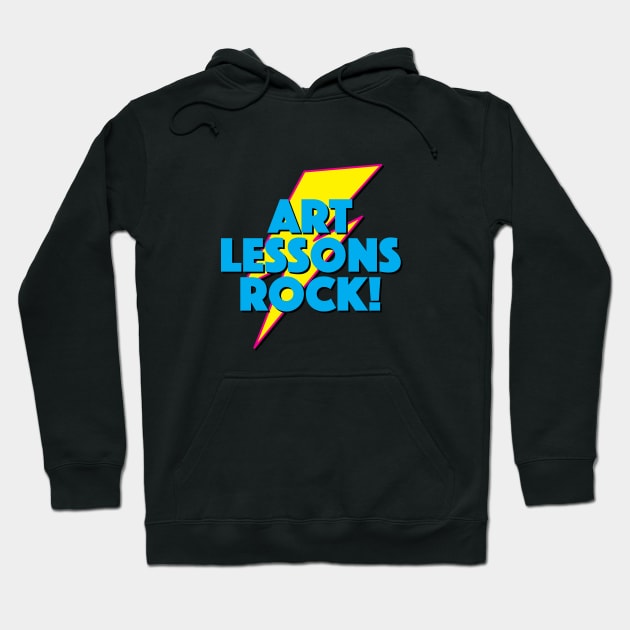 ART LESSONS ROCK! LIGHTNING LOGO SLOGAN FOR TEACHERS, LECTURERS ETC Hoodie by CliffordHayes